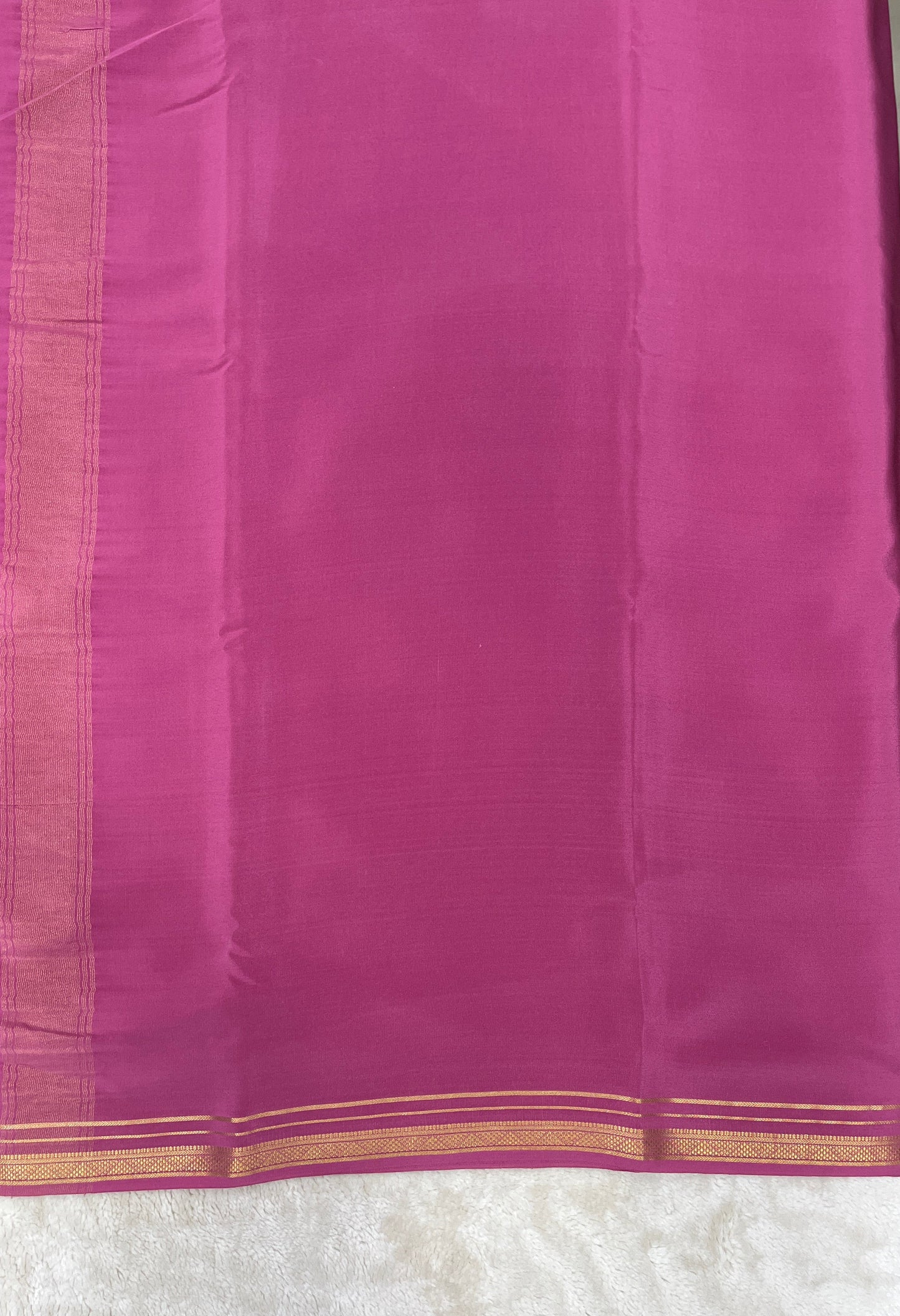 Two Line One Inch Border in Gold Lace Mysore silk saree In Self Light Pink Color