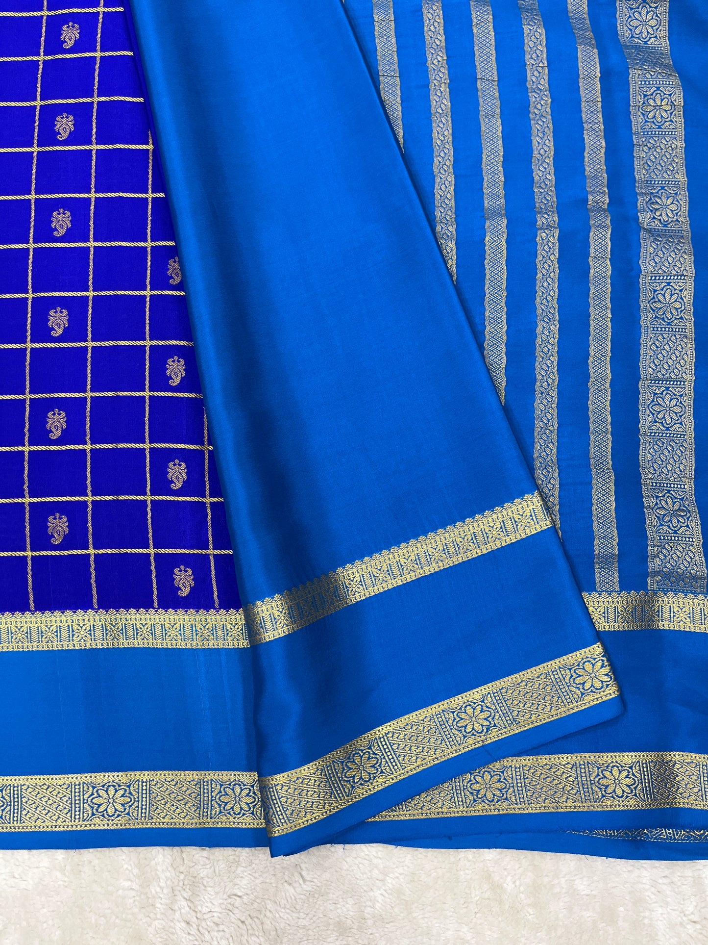 Pure Crepe Mysore Silk Bentex checks butta - 2637796