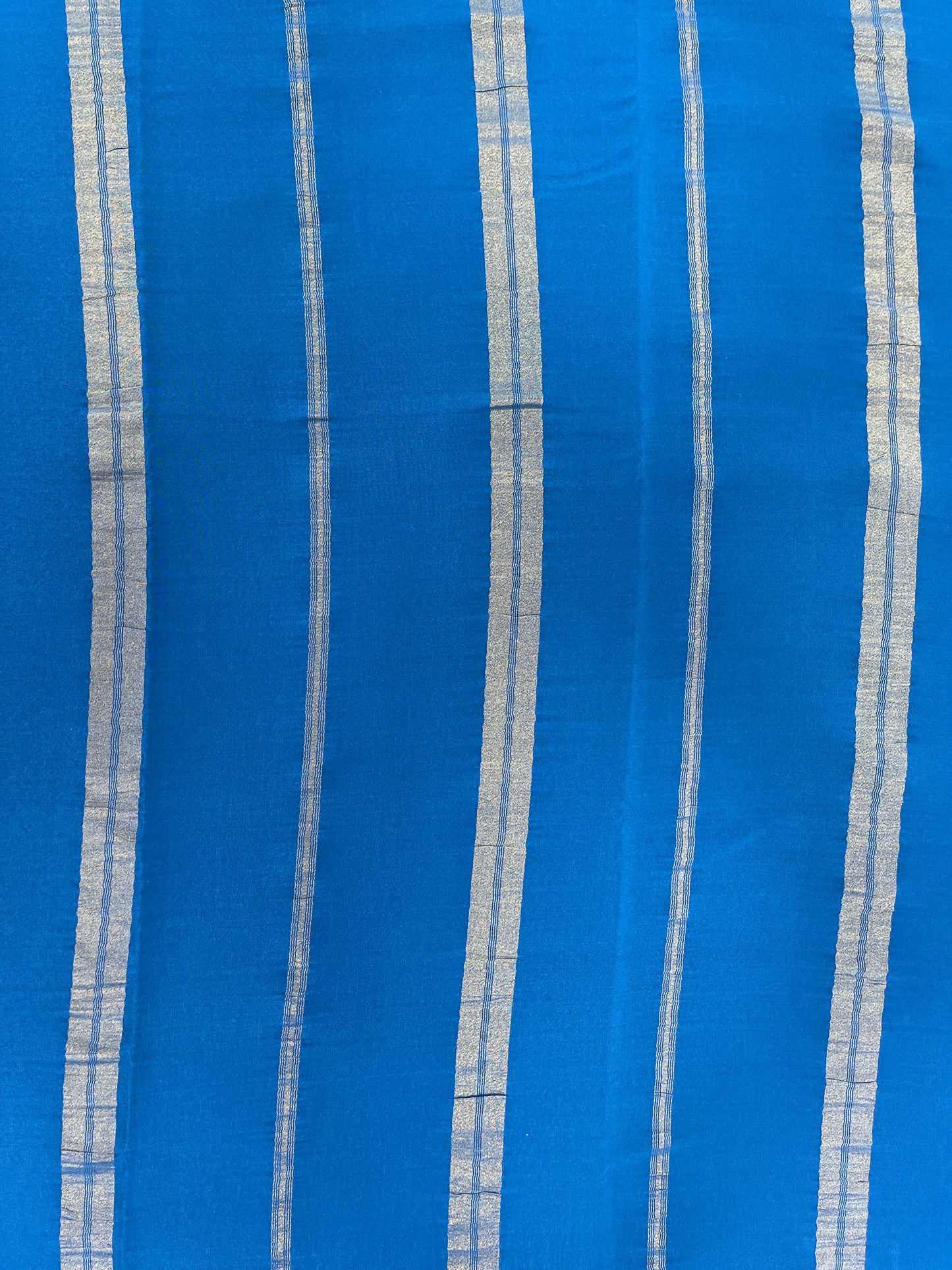 Two Line One Inch Border in Gold Lace Mysore silk saree In Self Teal Color