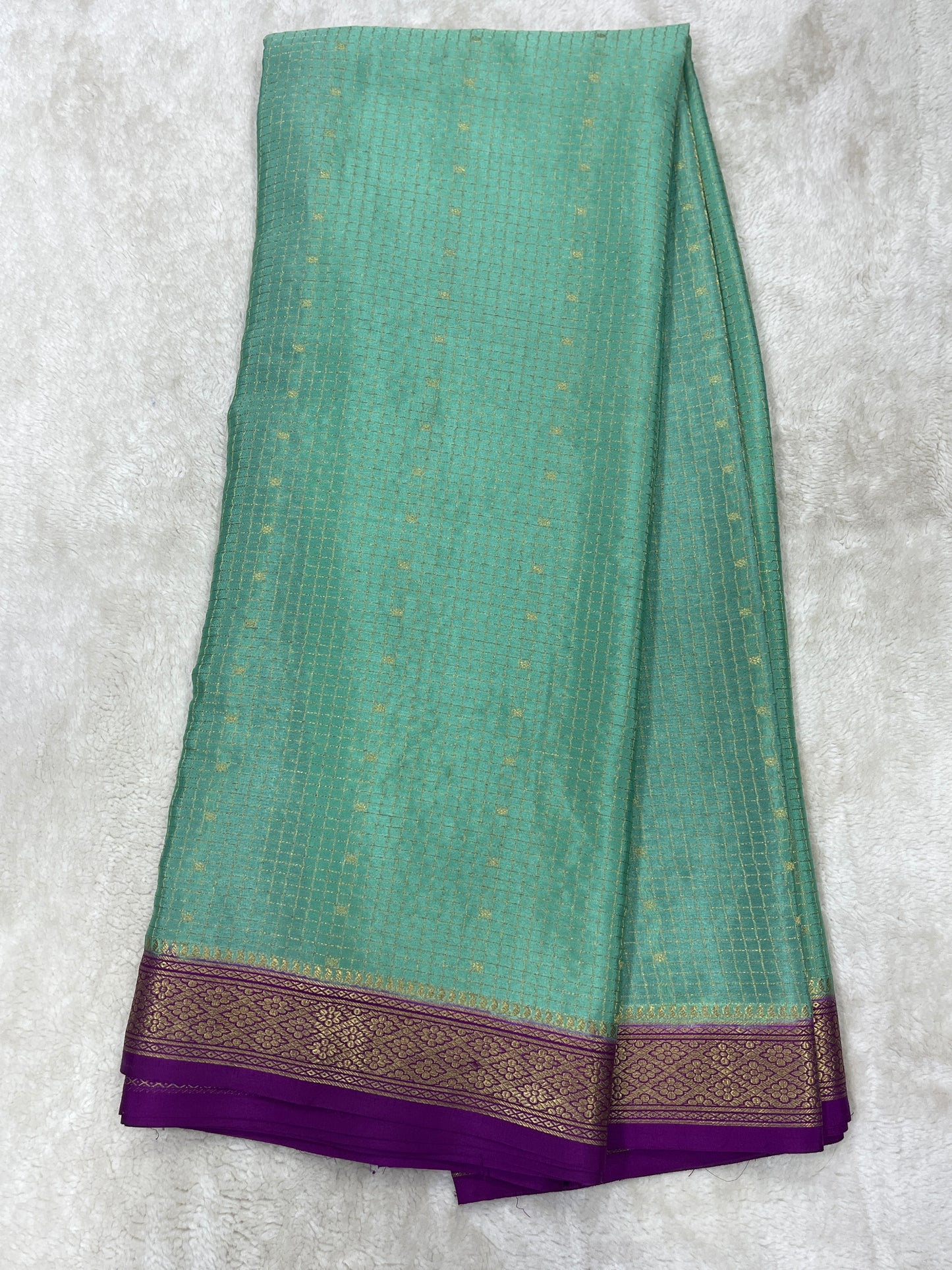 Pure Crepe Mysore Silk mungi checks butta  - 1145303