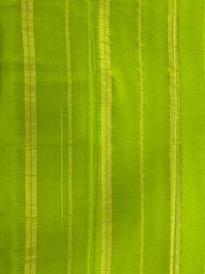 Two Line One Inch Border in Gold Lace Mysore silk saree In Self Light Green Color