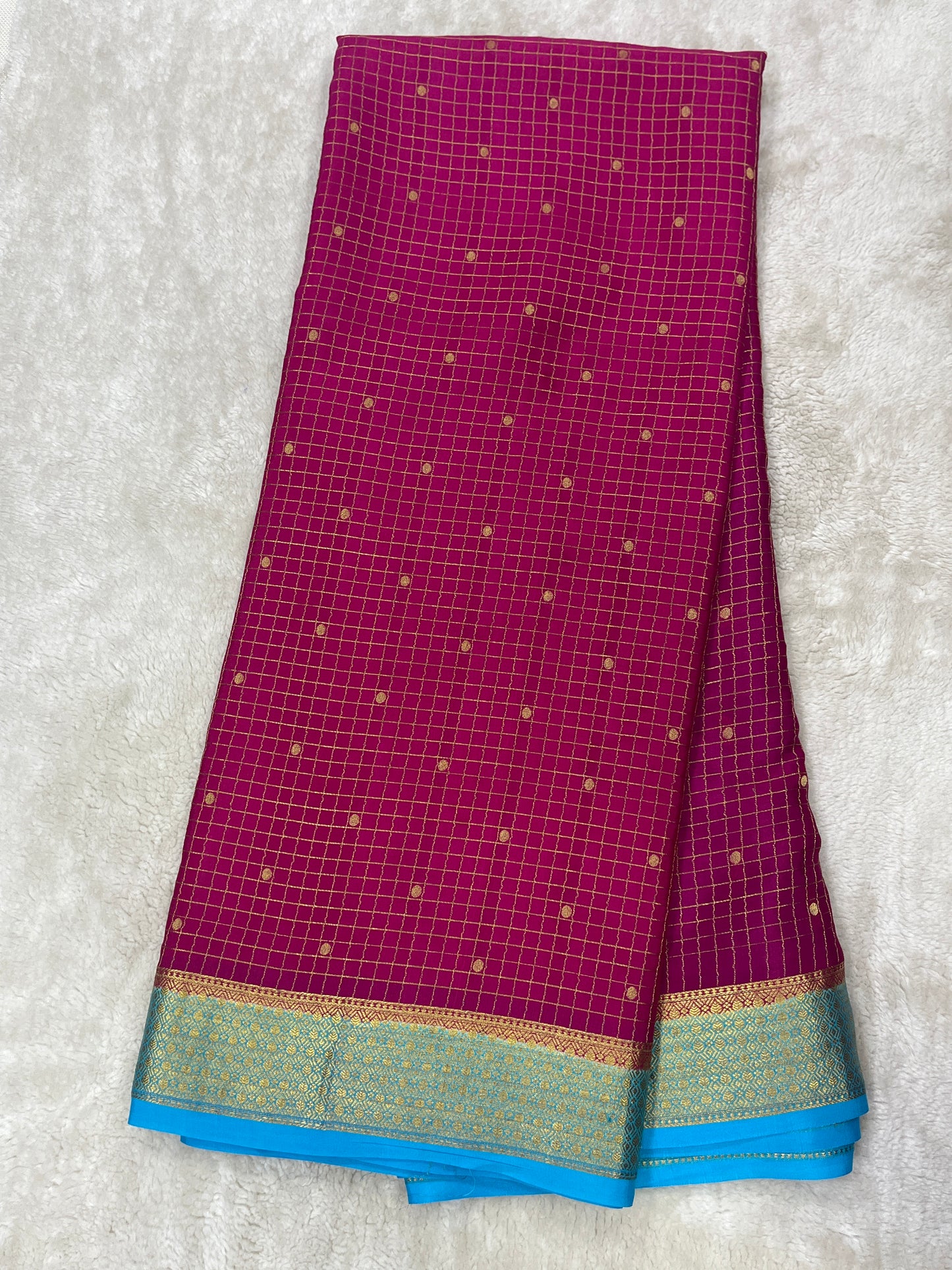 Pure Crepe Mysore Silk mungi checks Butta dt - 1145303