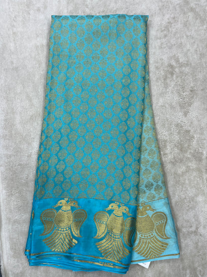 Pure Crepe Mysore Silk garuda border - 1549113