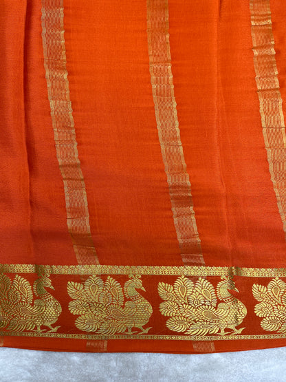Pure crepe Mysore silk-Gatti border 1104002
