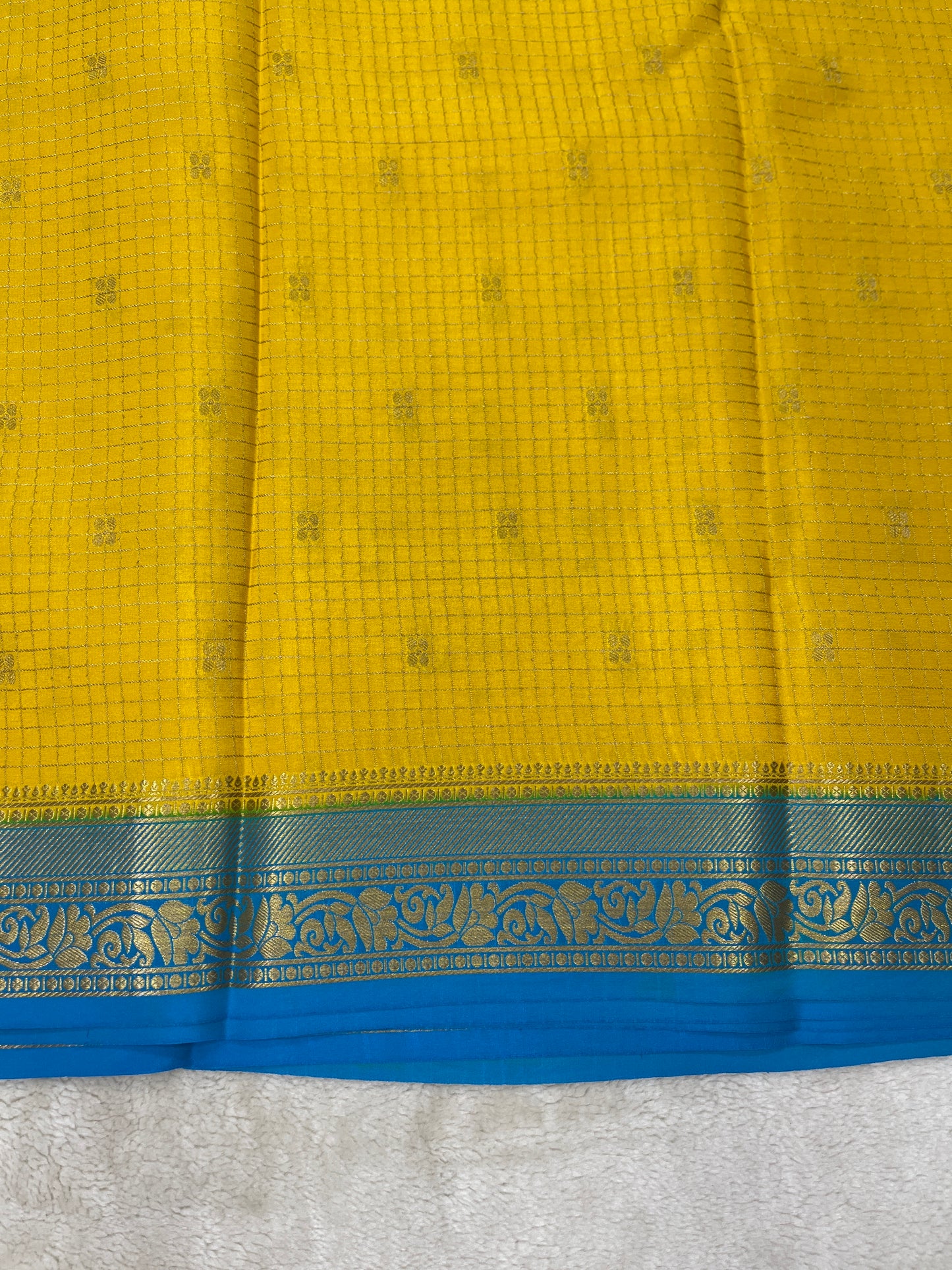 Pure Crepe Mysore Silk checks butta - 2637798