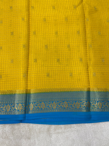 Pure Crepe Mysore Silk checks butta - 2637798