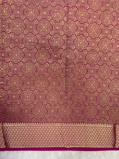 Pure crepe Mysore silk saree In Maroon Brocade with Self Colour Blouse