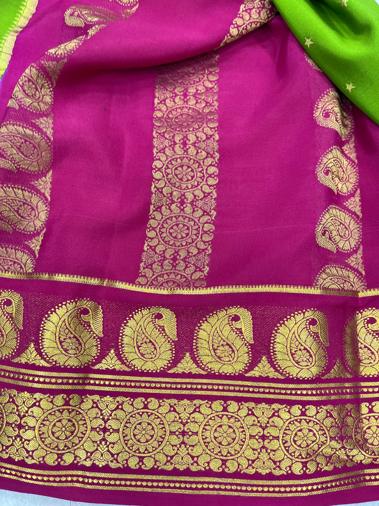 Pure crepe Mysore silk KSIC Mango(1104901)
