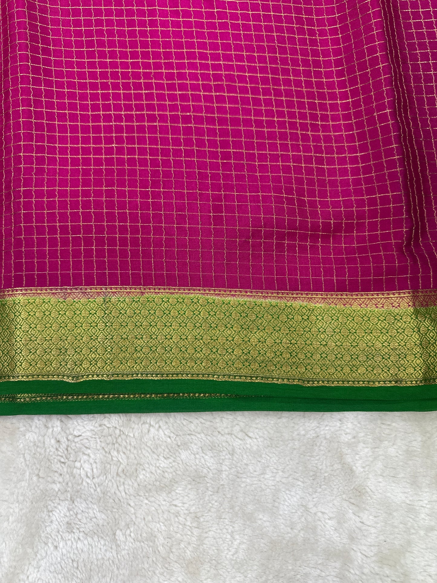 Pure Mysore crape sarees mungi checks Butta - 1145302