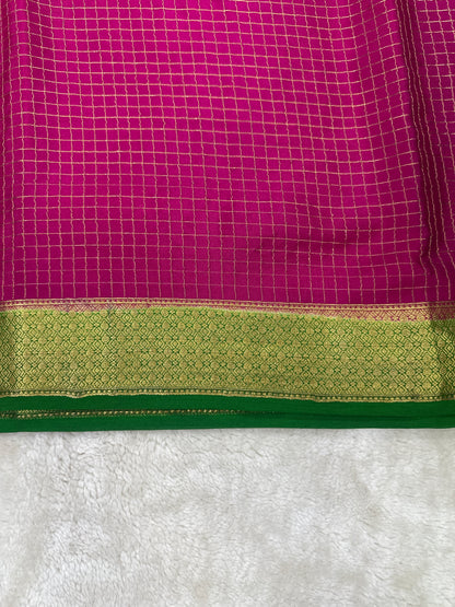 Pure Mysore crape sarees mungi checks Butta - 1145302