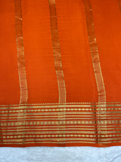 Pure crepe Mysore silk - lines border ( 1104902)