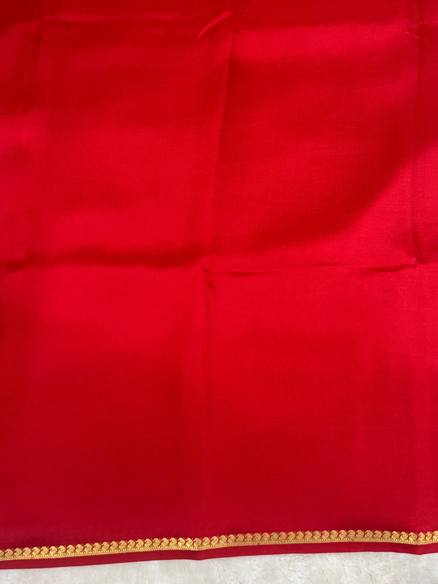 Pure Zari Mysore Silk Saree Paisely Border In Red With Self Color Blouse