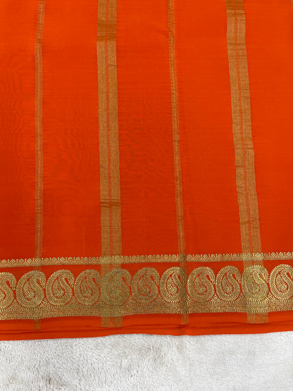 Pure  Mysore silk -Mango Border-27261002(120GSM)