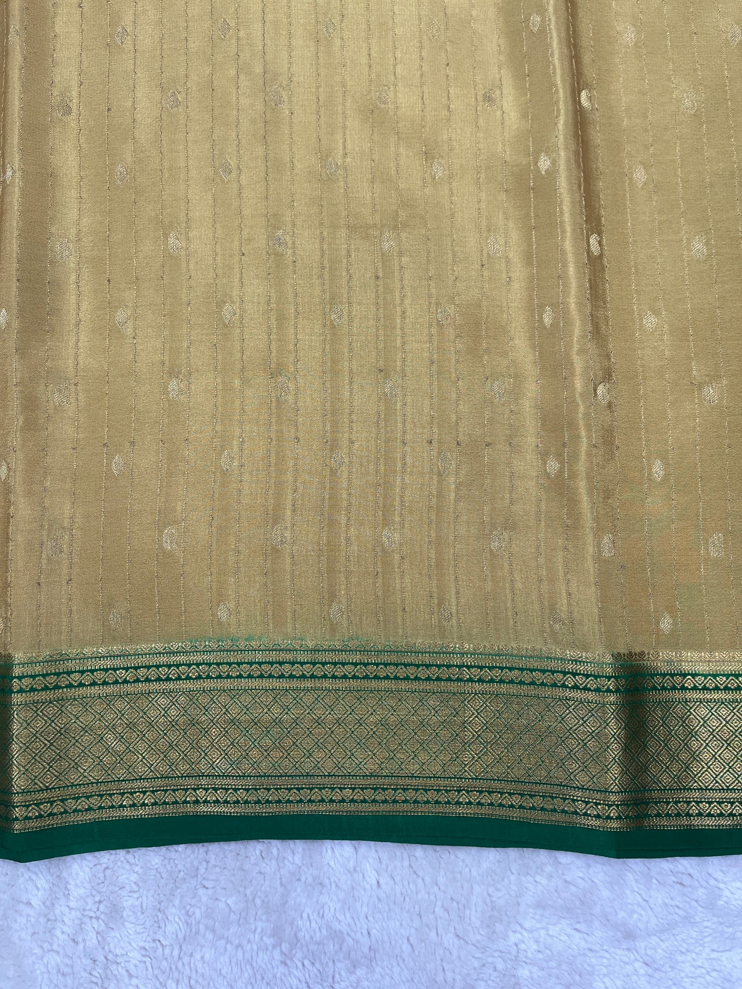 Pure Crepe Mysore Silk stripe mango Diamond butta  - 1145304