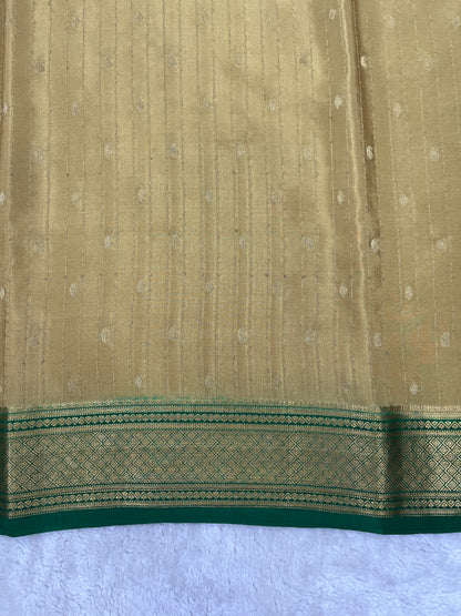 Pure Crepe Mysore Silk stripe mango Diamond butta  - 1145304