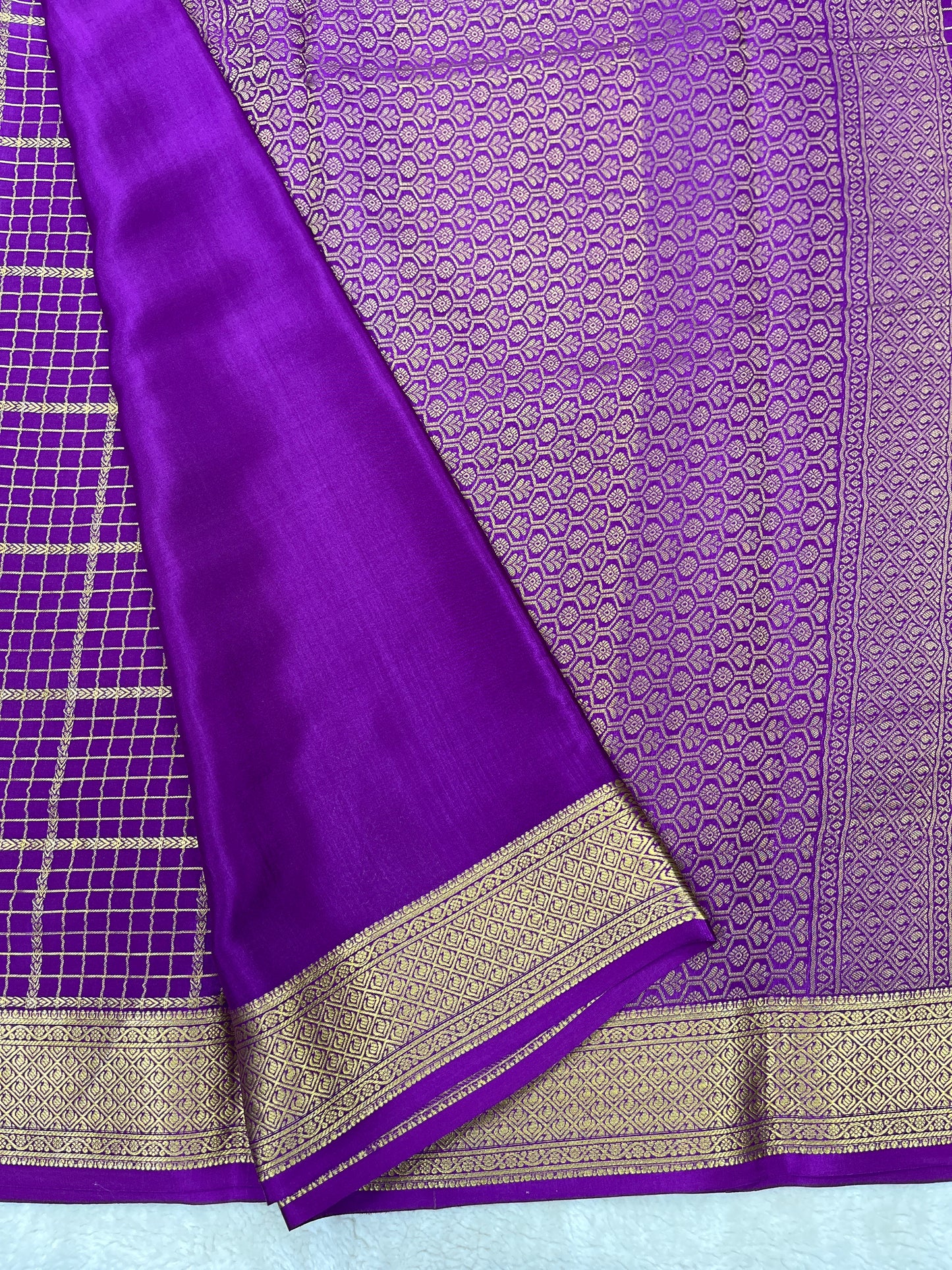 Pure Crepe Mysore Silk Multi checks  - 1145305