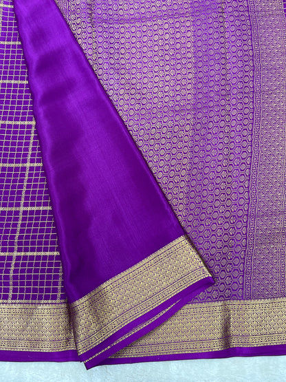 Pure Crepe Mysore Silk Multi checks  - 1145305