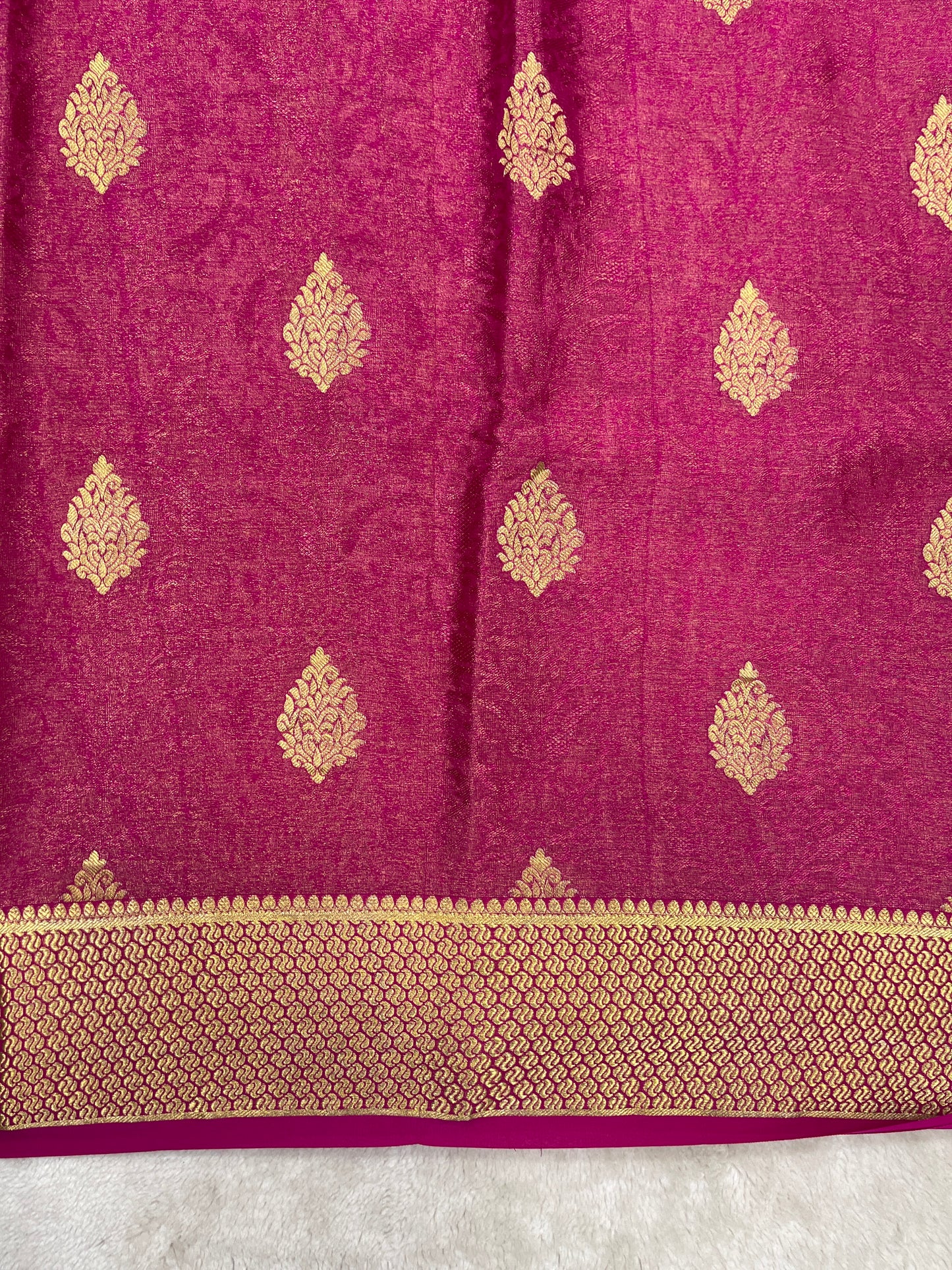 Pure crepe Mysore silk saree In Maroon Brocade with Self Colour Blouse