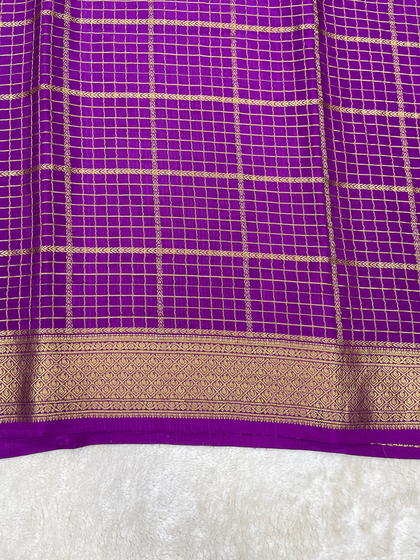 Pure Crepe Mysore Silk Multi checks  - 1145305