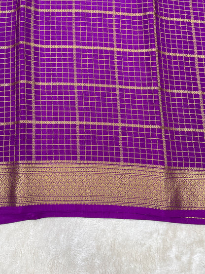 Pure Crepe Mysore Silk Multi checks  - 1145305