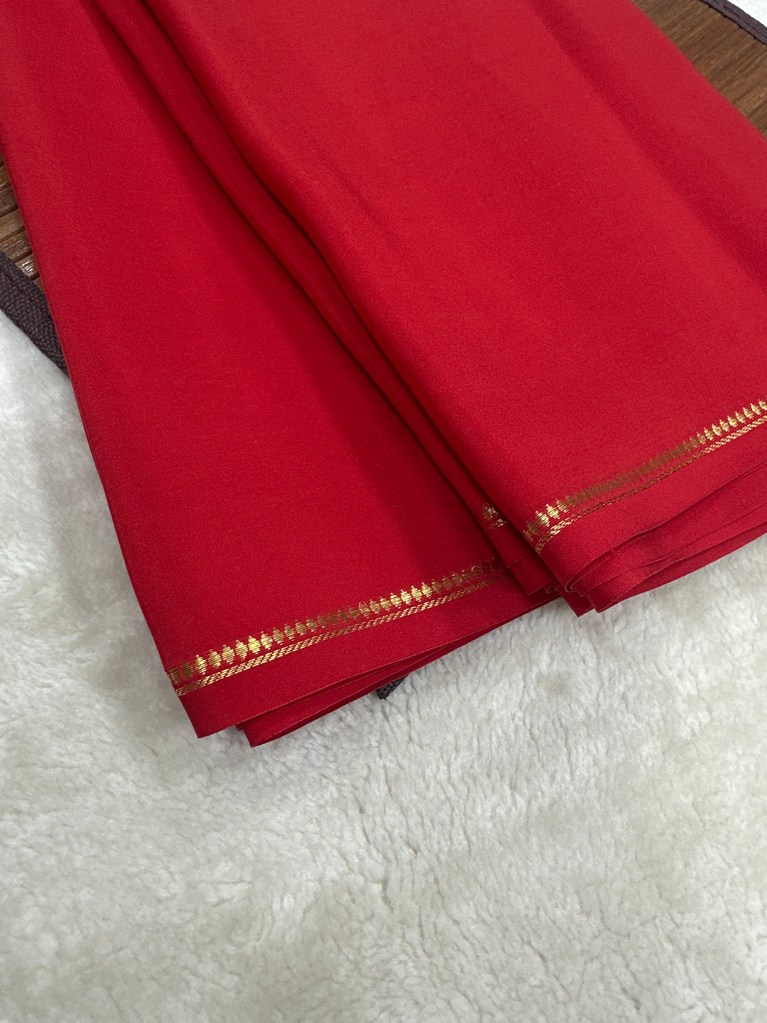 Pencil Border Pure Mysore Silk Saree in Pure Zari Dark Red Color With Self Color Blouse