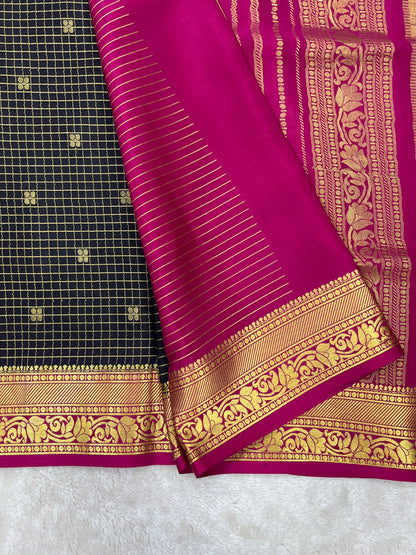 Pure Crepe Mysore Silk checks butta - 2637798