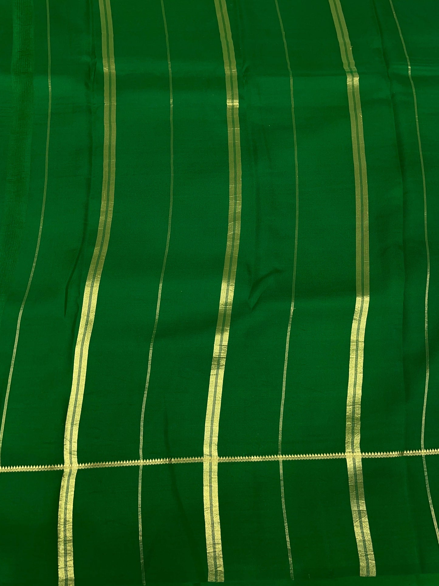 Pure Zari Mysore Silk Saree Bentex Border In Purple With Green Contrast Color