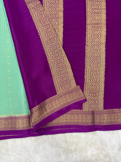Pure Crepe Mysore Silk mungi checks butta  - 1145303