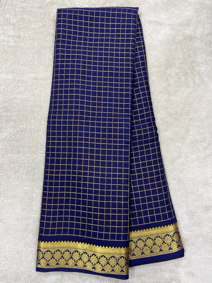 Pure crepe Mysore silk saree 136452(100 GSM)