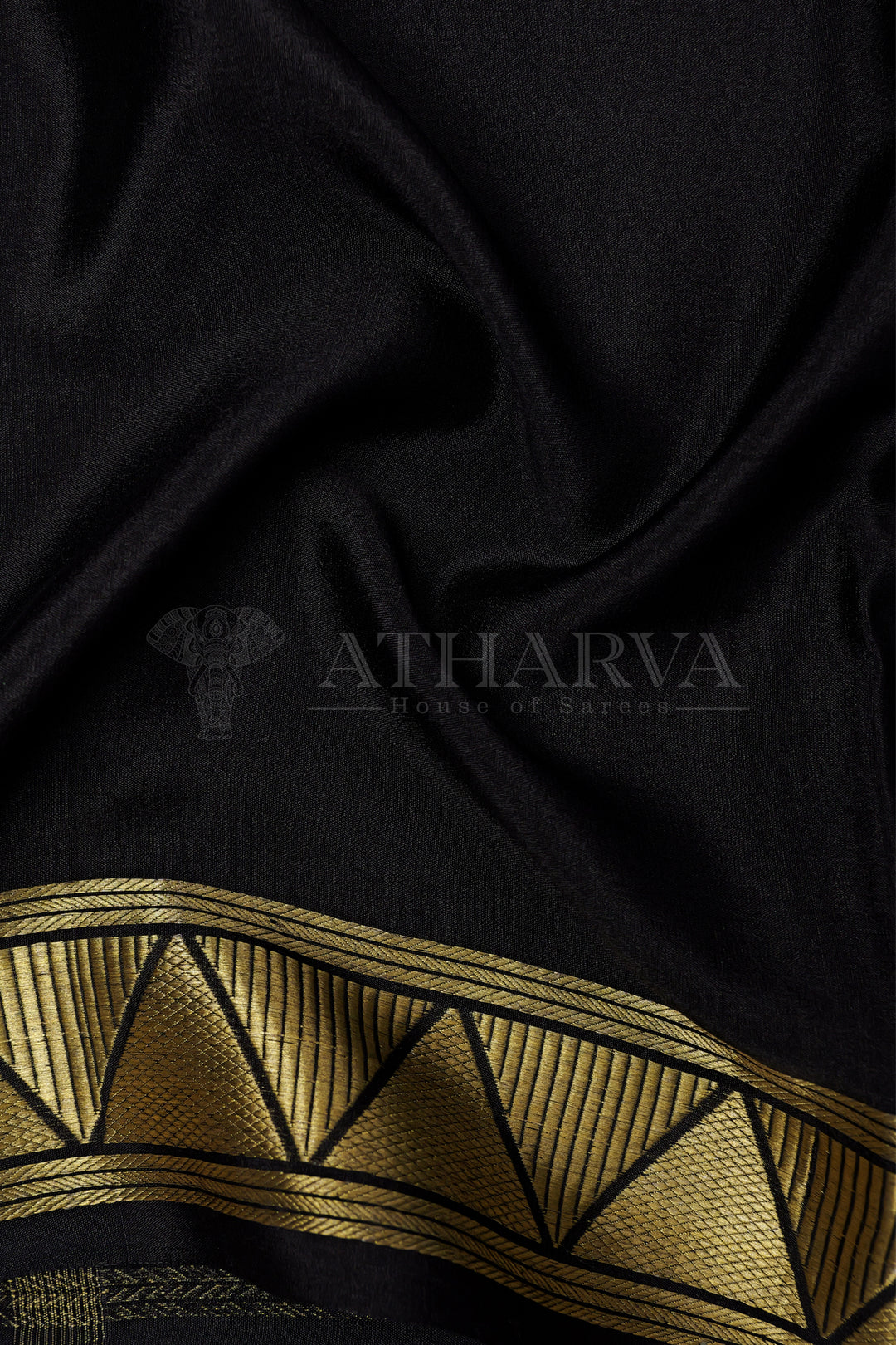 Violet and Black Pure Mysore Crepe Silk Saree In half & half pattern