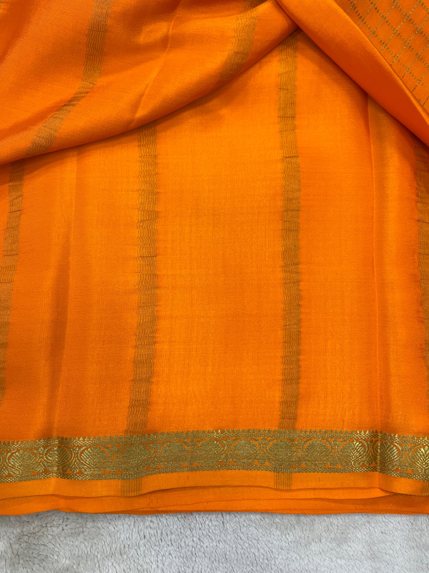 Pure crepe Mysore silk-Lotus Checks(1284606)