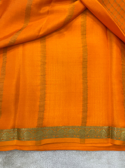 Pure crepe Mysore silk-Lotus Checks(1284606)