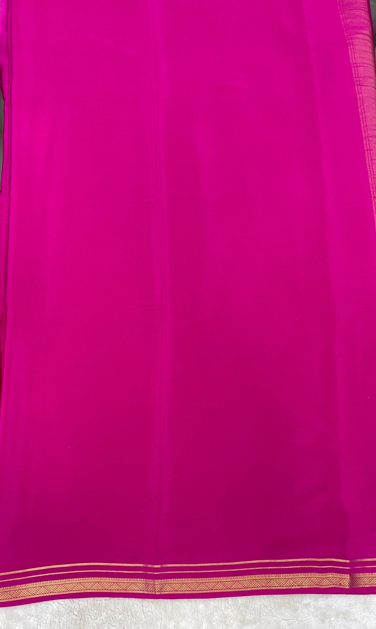 Two Line One Inch Border in Gold Lace Mysore silk saree In Self Pink Color