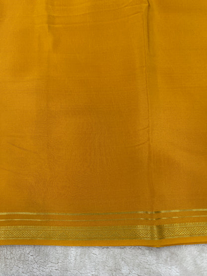 Two Line One Inch Border in Gold Lace Mysore silk saree In Self Yellow Color