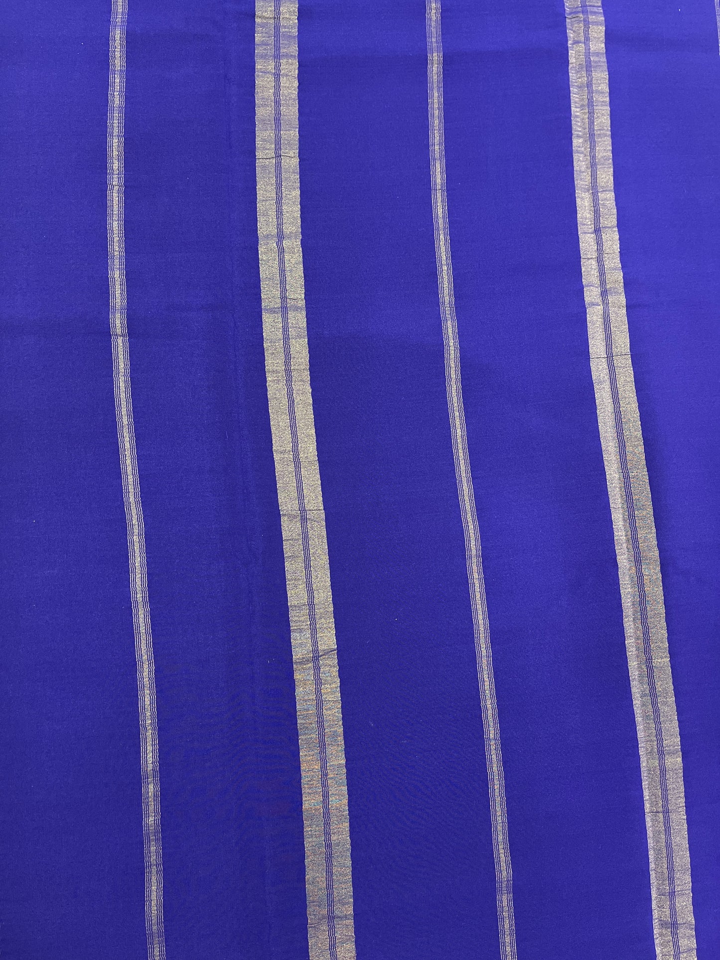 Two Line One Inch Border in Gold Lace Mysore silk saree In Green With Blue Contrast Color