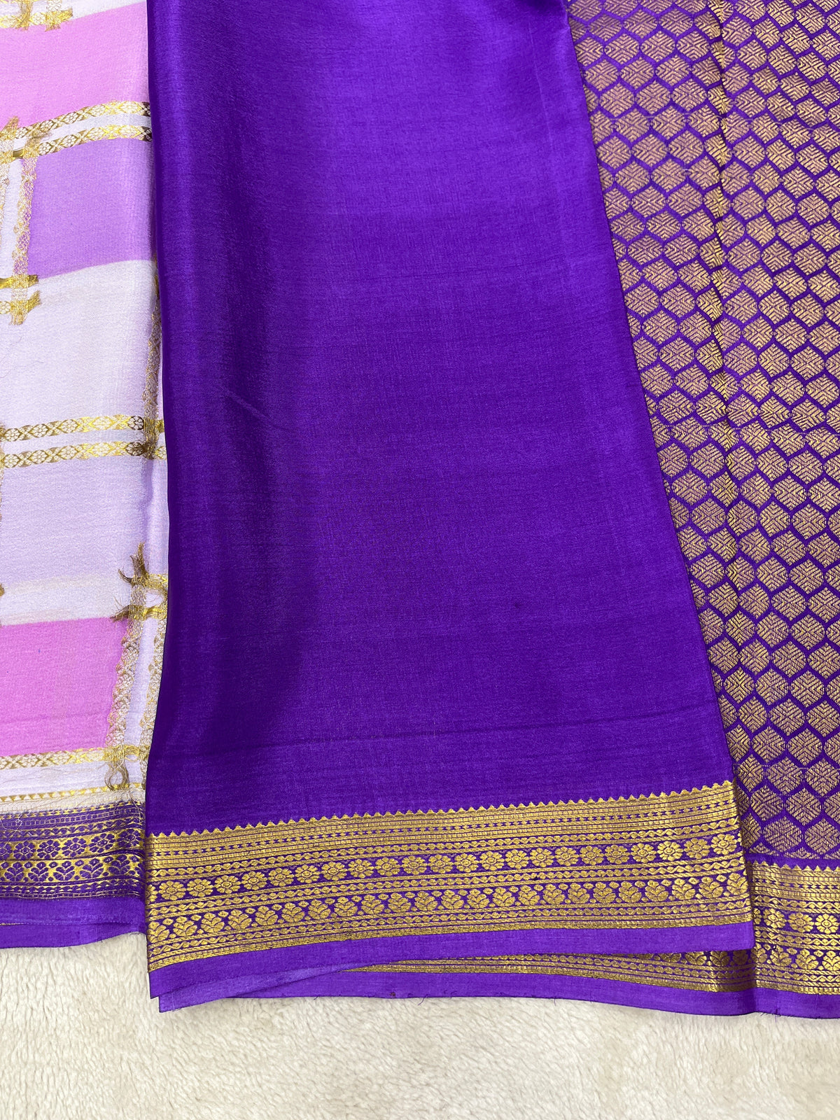 Pure crepe Mysore silk- Shaded Mix Checks(1145313)
