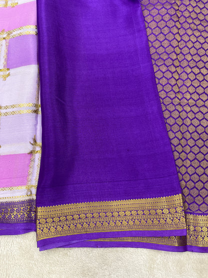 Pure crepe Mysore silk- Shaded Mix Checks(1145313)
