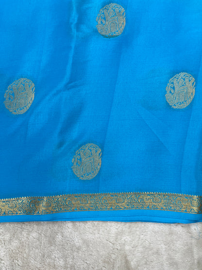 Pure Crepe Mysore Silk elephant buta- 1145307
