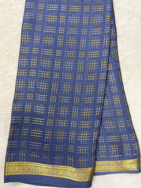 Pure crepe Mysore silk-Gatti Border(1104002)