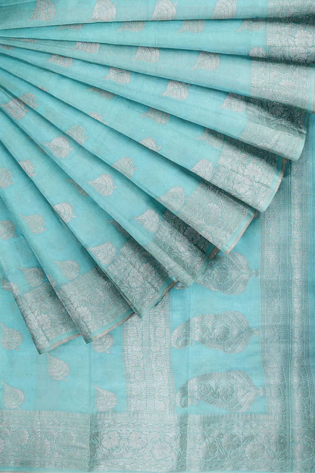 LIGHT BLUE COLOUR BLENDED BANARASI HANDLOOM SAREE