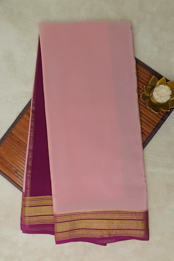 Authentic mysore silk sarees in pink and purple
