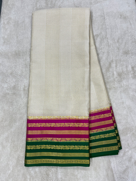 Pure Crepe Mysore Silk Bentex checks - 2637797