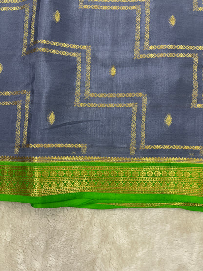 Pure Crepe Mysore Silk mix checks - 1145313