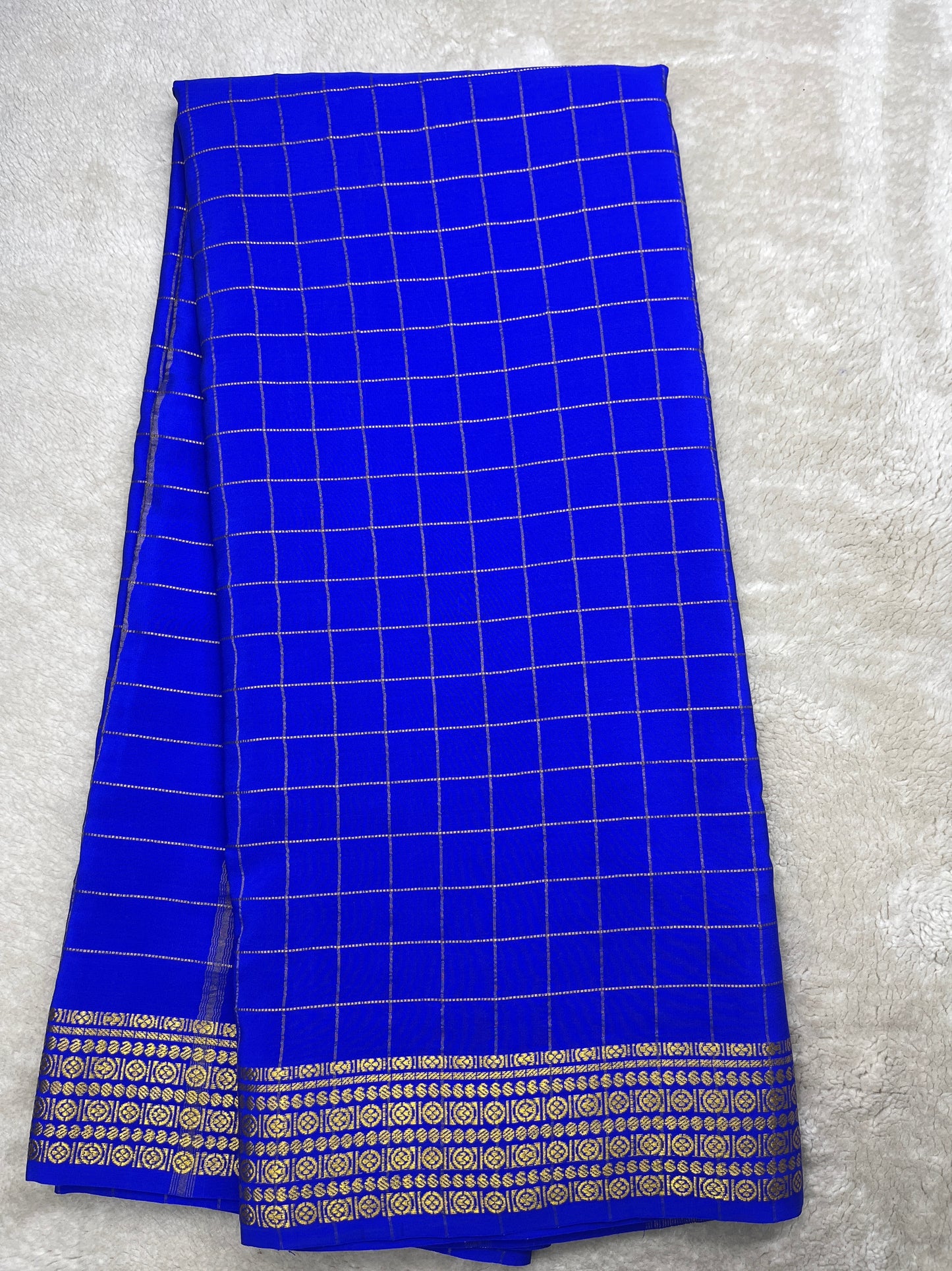 Pure Mysore silk checks rudrakshi-(1438399)