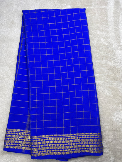 Pure Mysore silk checks rudrakshi-(1438399)