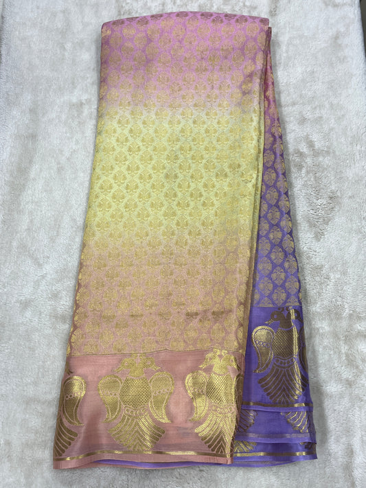 Pure Crepe Mysore Silk garuda border - 1549113