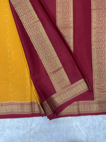 Pure Crepe Mysore Silk mungi checks butta  - 1145303