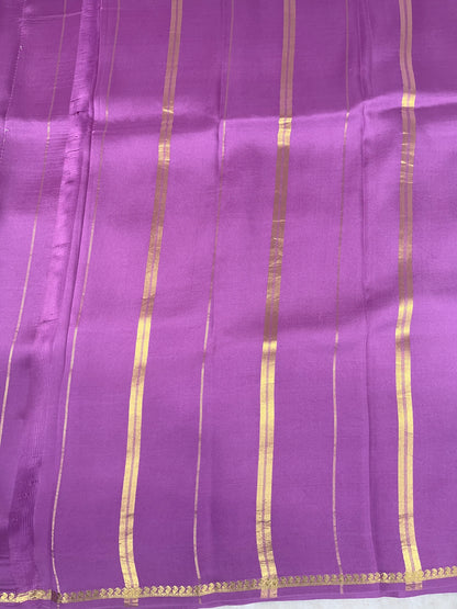 Pure Zari Mysore Silk Saree Paisely Border In Lavender With Self Color Blouse