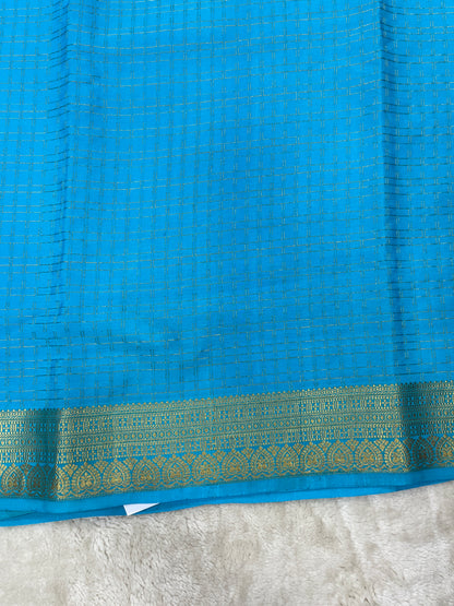Pure Crepe Mysore Silk mungi checks butta  - 1145314