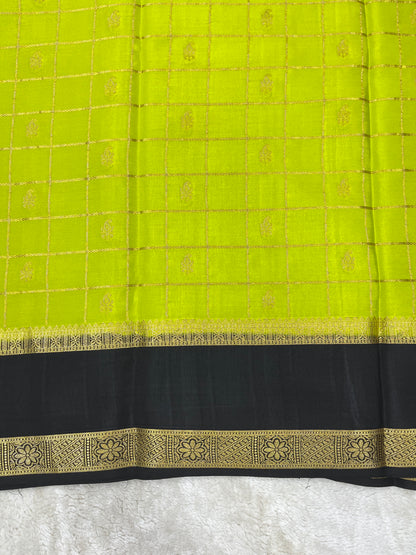Pure Crepe Mysore Silk Bentex checks butta - 2637796